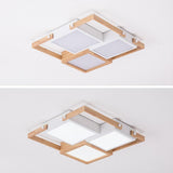 Scandinavian Geometric Wood LED Flush Mount Ceiling Light Modern Interior Fixture