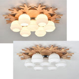 Modern Bamboo Globe Cluster Flush Mount Ceiling Light for Bedroom Living Room 3 5 7 Light