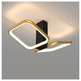 Modern Geometric Square Gold LED Flush Mount Ceiling Lamp for Contemporary Home Interiors