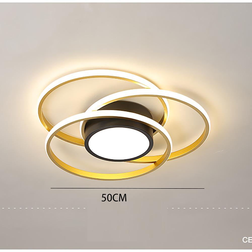 Modern Gold Geometric Multi Circle LED Flush Mount Ceiling Light for Contemporary Bedroom Decor