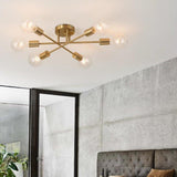 Contemporary 6 Light Geometric Sputnik Semi Flush Mount Ceiling Fixture