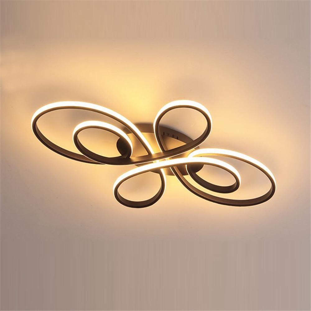Modern Wave Design Nordic LED Flush Mount Ceiling Light Dimmable Aluminum Silica Gel Fixture