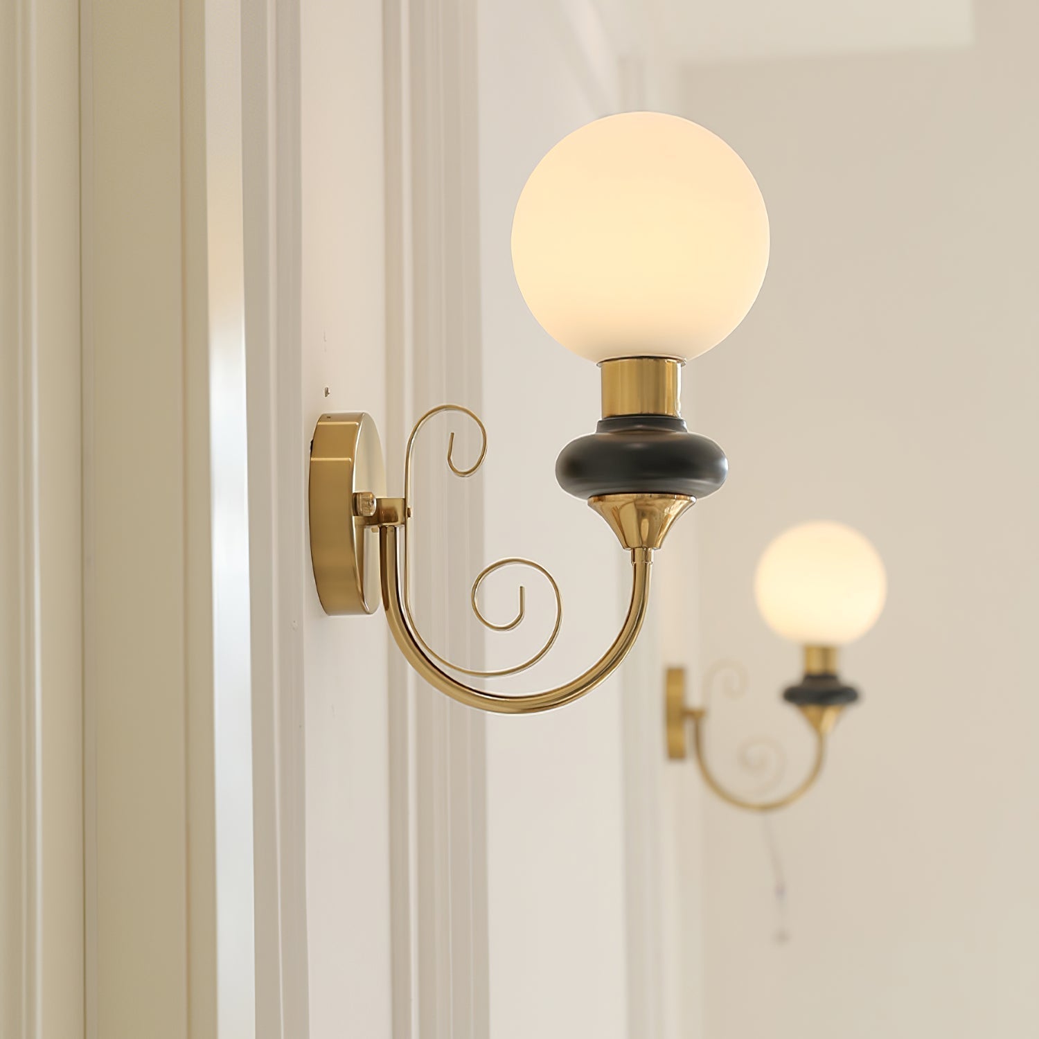 Onyx Modern Glass Globe Wall Sconce with Wood and Metal Accents for Indoor Lighting