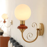 Onyx Modern Glass Globe Wall Sconce with Wood and Metal Accents for Indoor Lighting