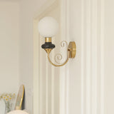 Onyx Modern Glass Globe Wall Sconce with Wood and Metal Accents for Indoor Lighting