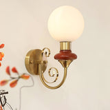 Onyx Modern Glass Globe Wall Sconce with Wood and Metal Accents for Indoor Lighting