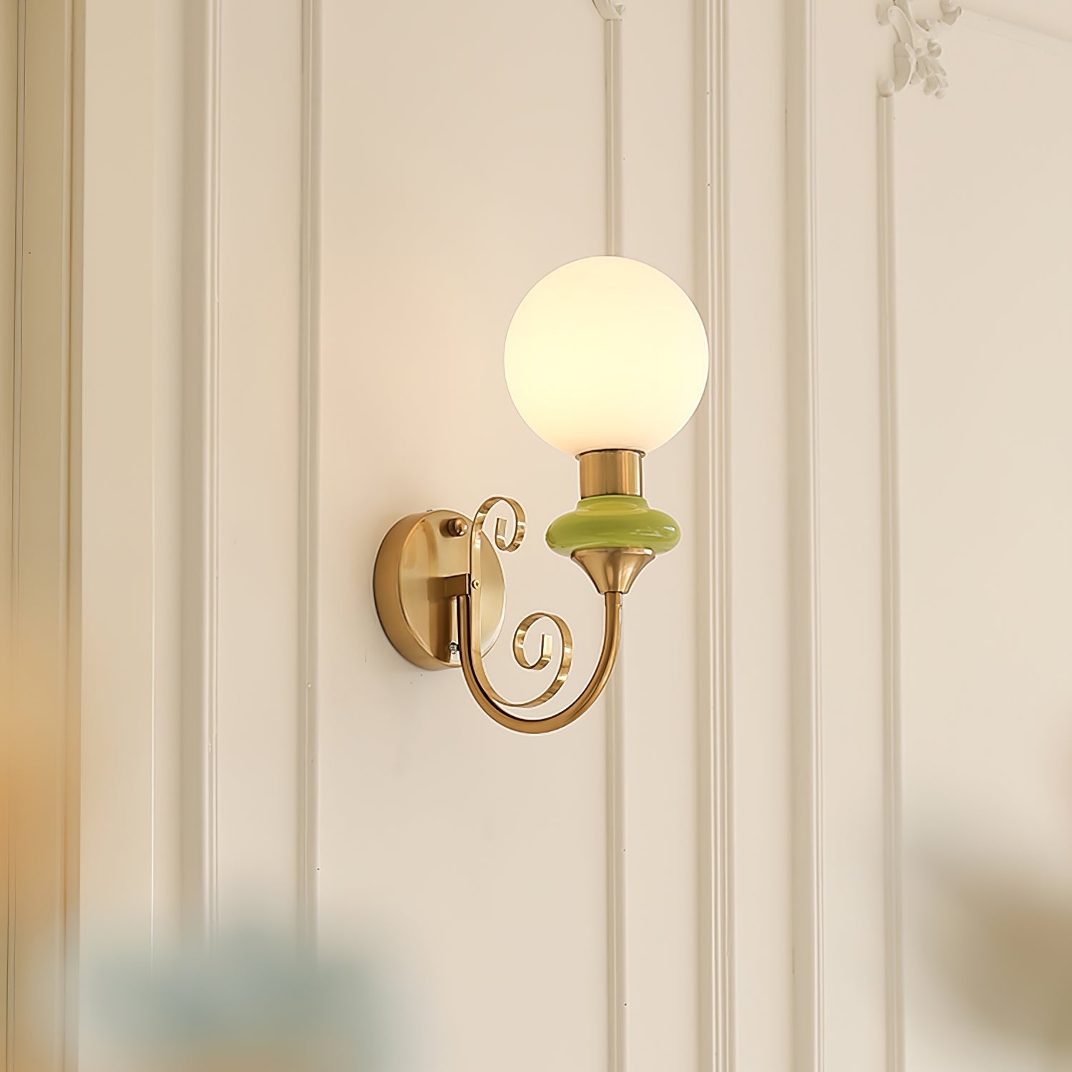 Onyx Modern Glass Globe Wall Sconce with Wood and Metal Accents for Indoor Lighting