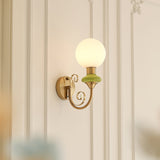 Onyx Modern Glass Globe Wall Sconce with Wood and Metal Accents for Indoor Lighting