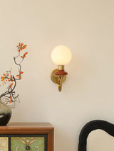 Onyx Modern Glass Globe Wall Sconce with Wood and Metal Accents for Indoor Lighting