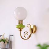 Onyx Modern Glass Globe Wall Sconce with Wood and Metal Accents for Indoor Lighting