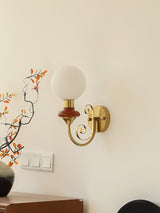 Onyx Modern Glass Globe Wall Sconce with Wood and Metal Accents for Indoor Lighting