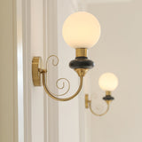 Onyx Modern Glass Globe Wall Sconce with Wood and Metal Accents for Indoor Lighting
