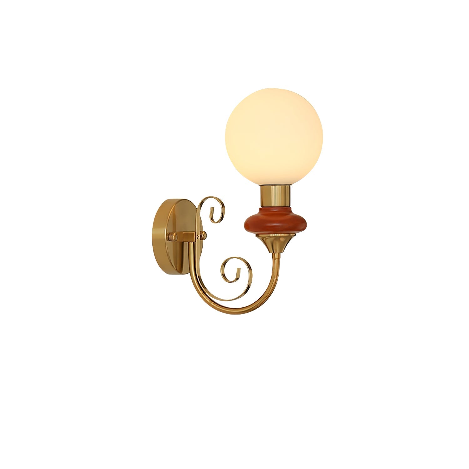 Onyx Modern Glass Globe Wall Sconce with Wood and Metal Accents for Indoor Lighting