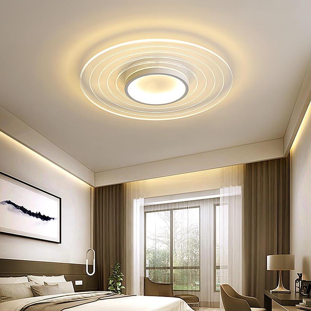 Modern Geometric Multiple Circles Dimmable LED Flush Mount Ceiling Light Fixture for Living Room