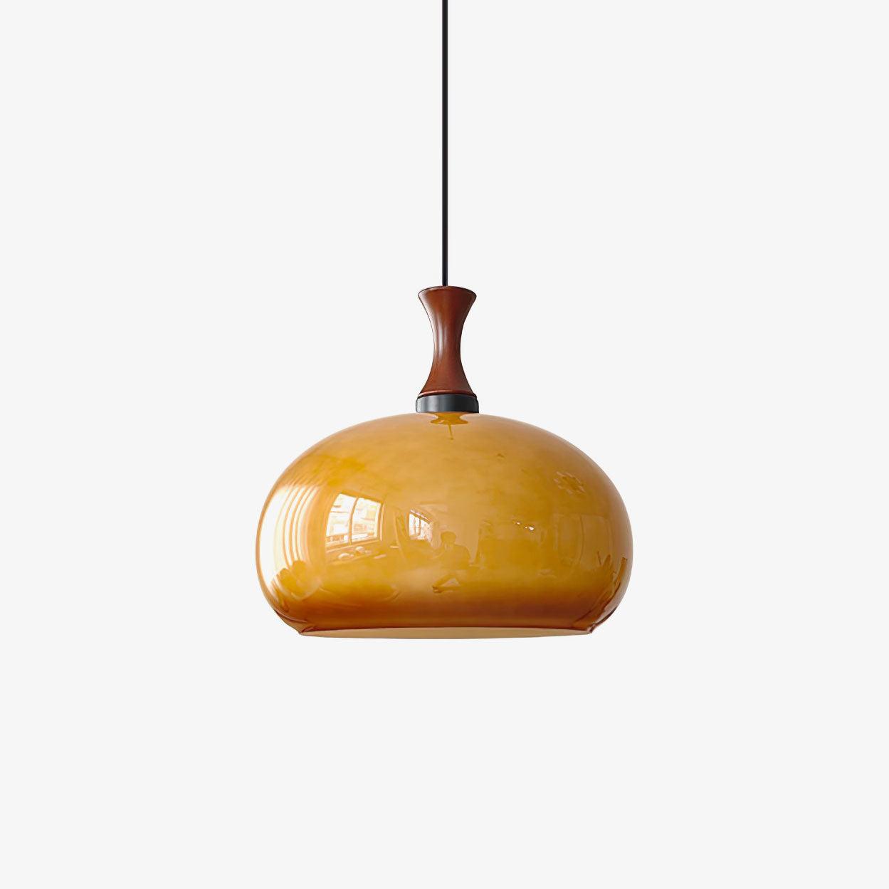 Orbique Spherical Glass Globe Drop Pendant Lamp Modern Gold and Yellow Hanging Light
