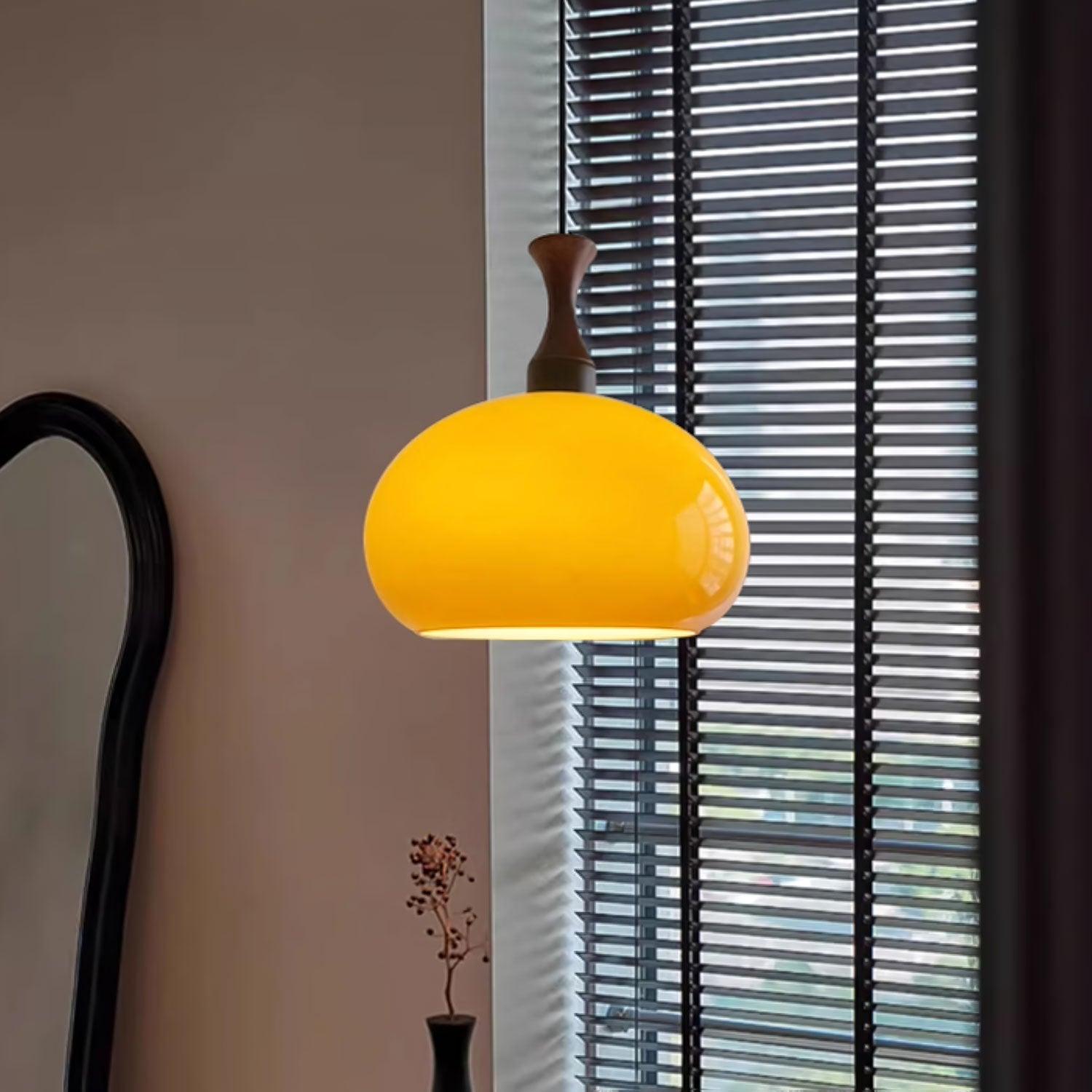 Orbique Spherical Glass Globe Drop Pendant Lamp Modern Gold and Yellow Hanging Light