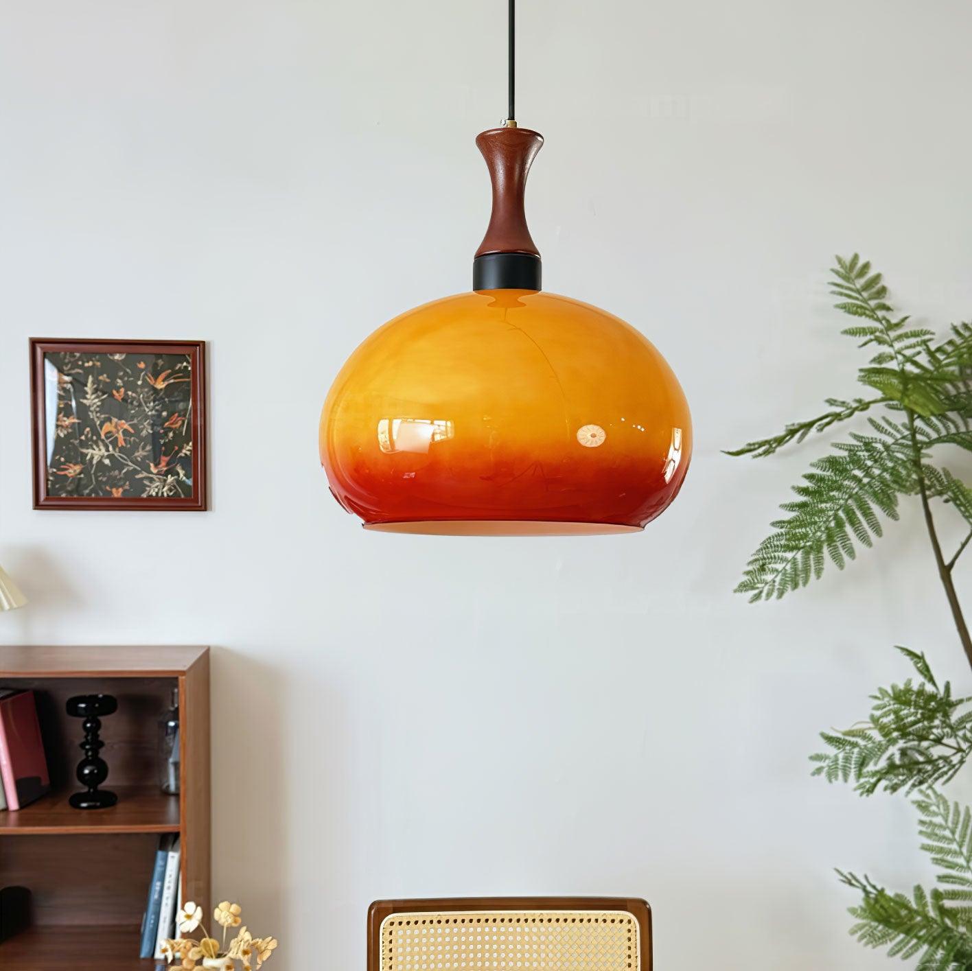 Orbique Spherical Glass Globe Drop Pendant Lamp Modern Gold and Yellow Hanging Light