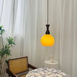 Orbique Spherical Glass Globe Drop Pendant Lamp Modern Gold and Yellow Hanging Light