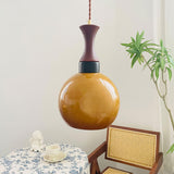 Orbique Spherical Glass Globe Drop Pendant Lamp Modern Gold and Yellow Hanging Light