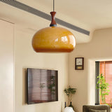 Orbique Spherical Glass Globe Drop Pendant Lamp Modern Gold and Yellow Hanging Light