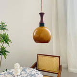 Orbique Spherical Glass Globe Drop Pendant Lamp Modern Gold and Yellow Hanging Light