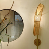 Organic Bamboo Wall Sconce Modern Natural Wood Indoor Light Fixture for Home