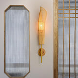 Organic Bamboo Wall Sconce Modern Natural Wood Indoor Light Fixture for Home