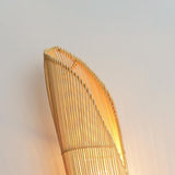 Organic Bamboo Wall Sconce Modern Natural Wood Indoor Light Fixture for Home