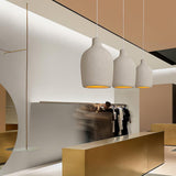 Organic Barrel Shape Polystyrene Pendant Light with Hand Finished Beige Shade
