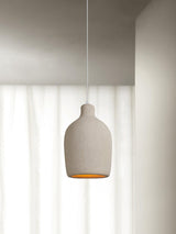 Organic Barrel Shape Polystyrene Pendant Light with Hand Finished Beige Shade