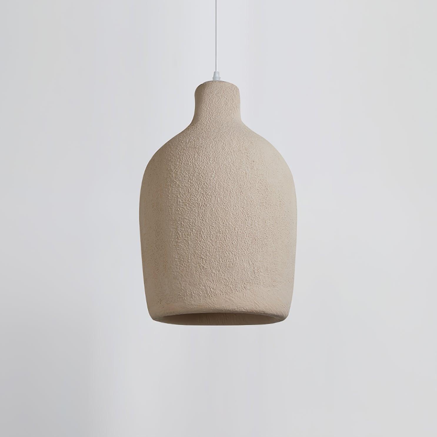Organic Barrel Shape Polystyrene Pendant Light with Hand Finished Beige Shade
