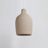 Organic Barrel Shape Polystyrene Pendant Light with Hand Finished Beige Shade
