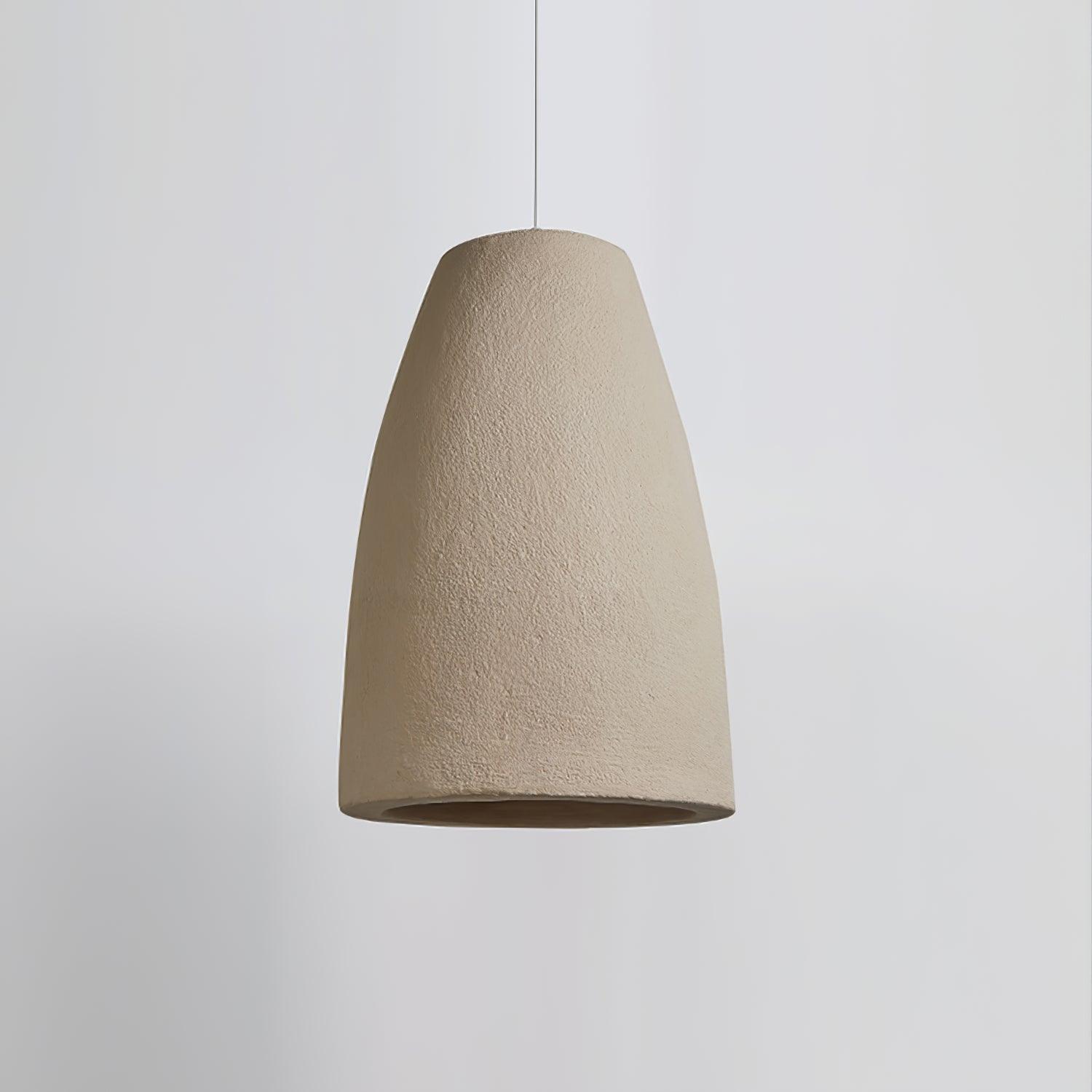 Organic Barrel Shape Polystyrene Pendant Light with Hand Finished Beige Shade
