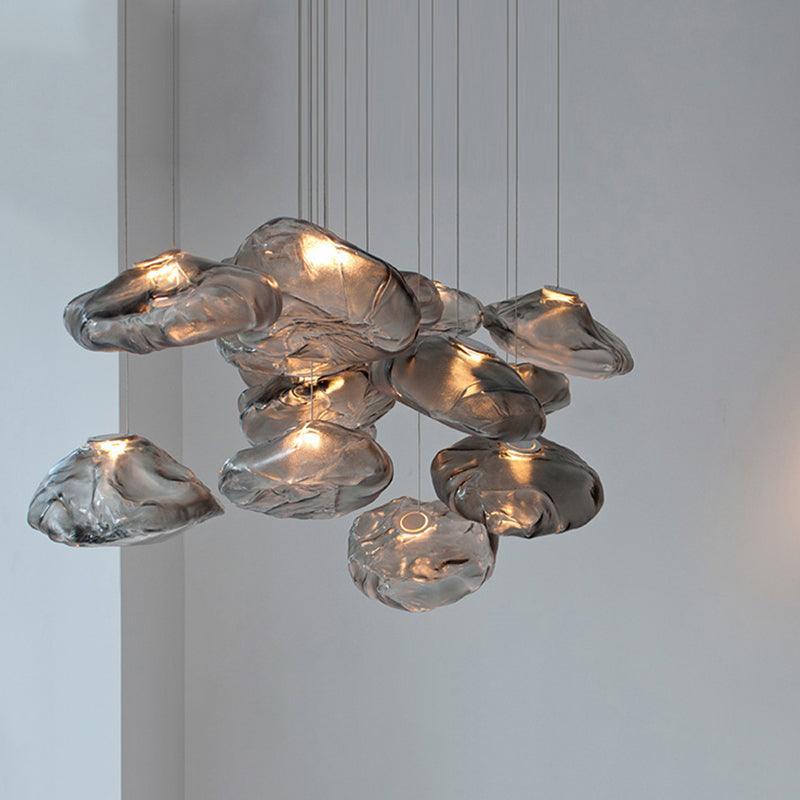 Organic Blown Glass Multi Head Pendant Light for Modern Entryway and Dining Spaces