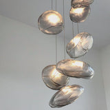 Organic Blown Glass Multi Head Pendant Light for Modern Entryway and Dining Spaces