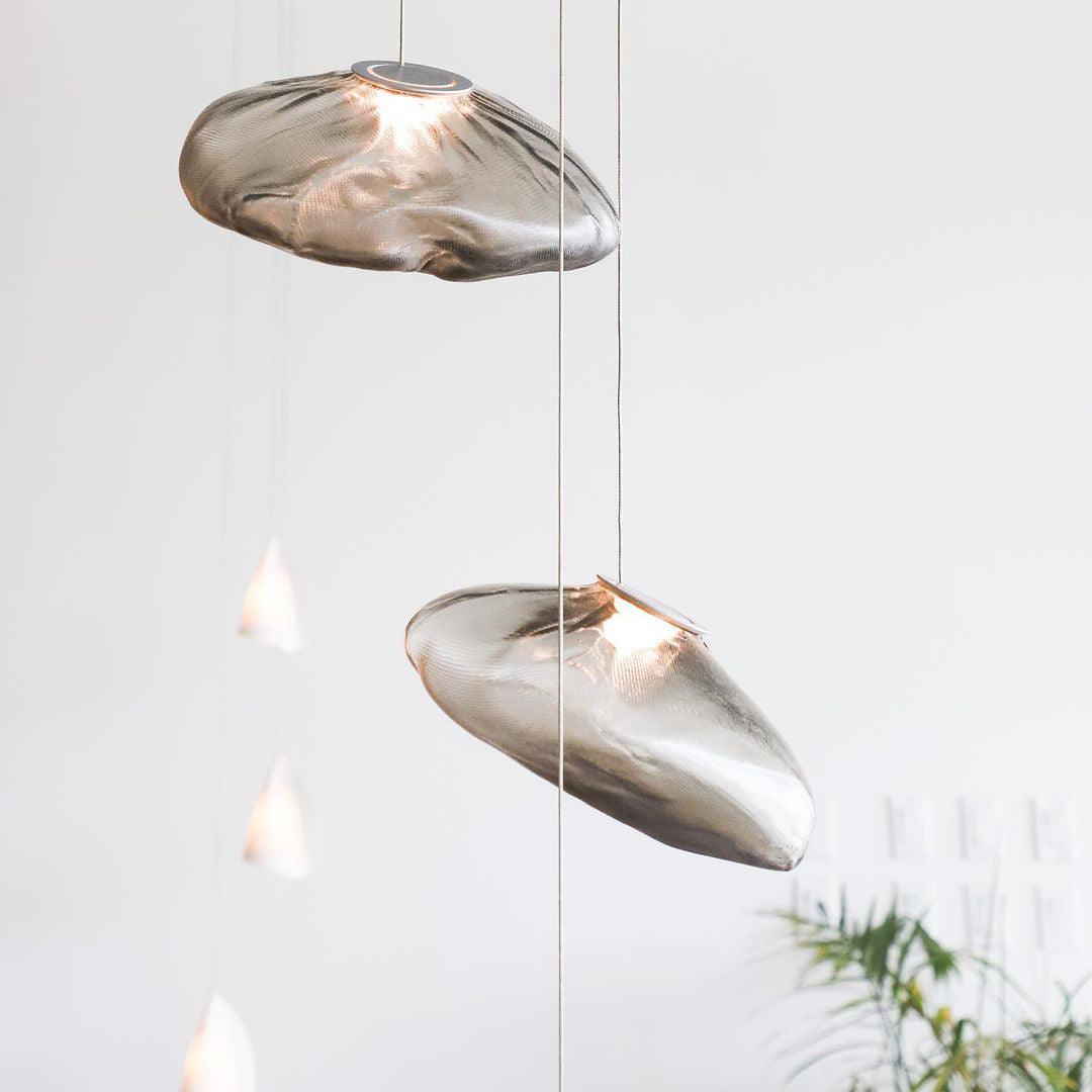 Organic Blown Glass Multi Head Pendant Light for Modern Entryway and Dining Spaces