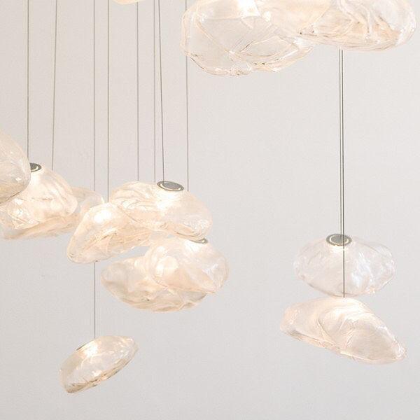 Organic Blown Glass Multi Head Pendant Light for Modern Entryway and Dining Spaces