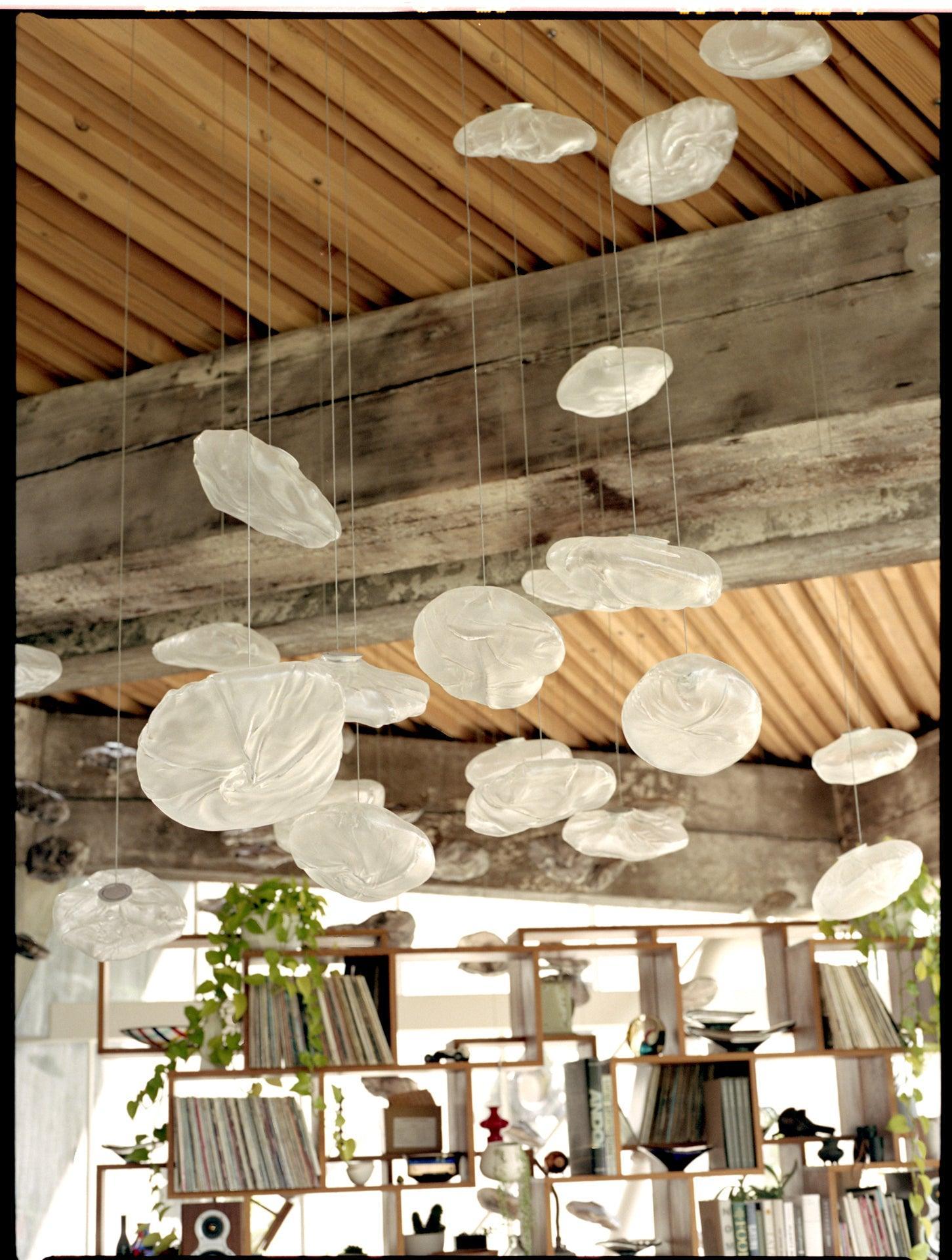 Organic Blown Glass Multi Head Pendant Light for Modern Entryway and Dining Spaces