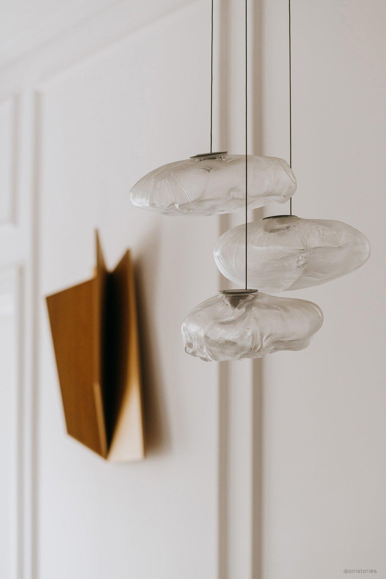 Organic Blown Glass Multi Head Pendant Light for Modern Entryway and Dining Spaces