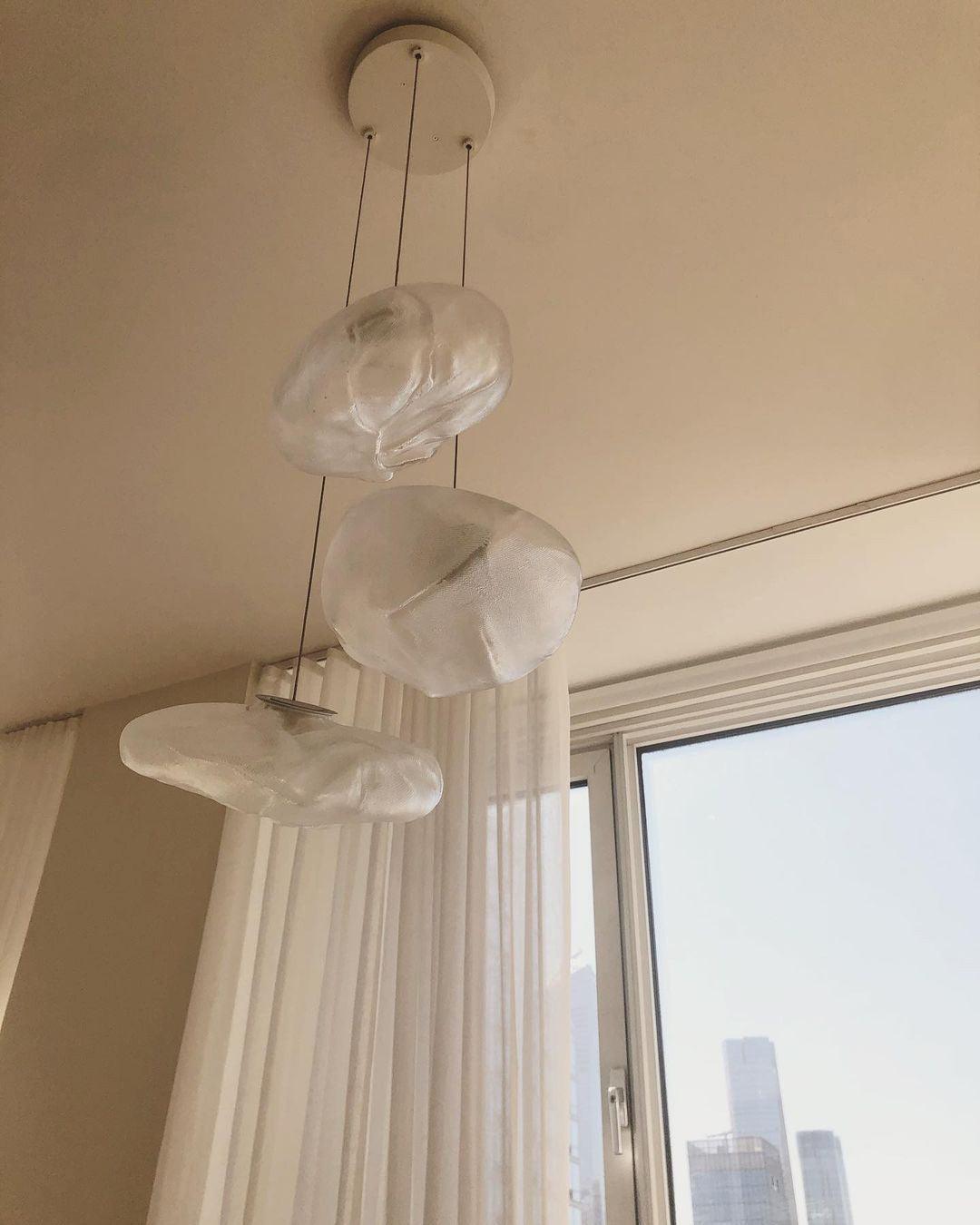Organic Blown Glass Multi Head Pendant Light for Modern Entryway and Dining Spaces