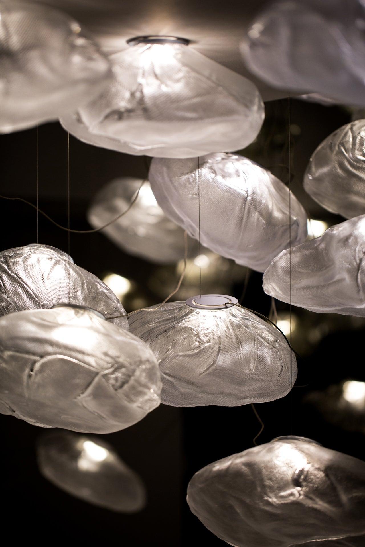 Organic Blown Glass Multi Head Pendant Light for Modern Entryway and Dining Spaces