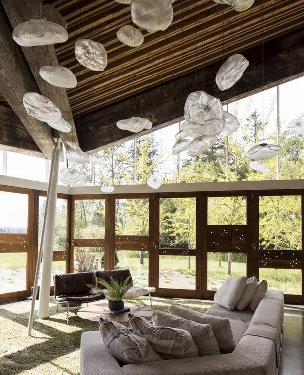 Organic Blown Glass Multi Head Pendant Light for Modern Entryway and Dining Spaces