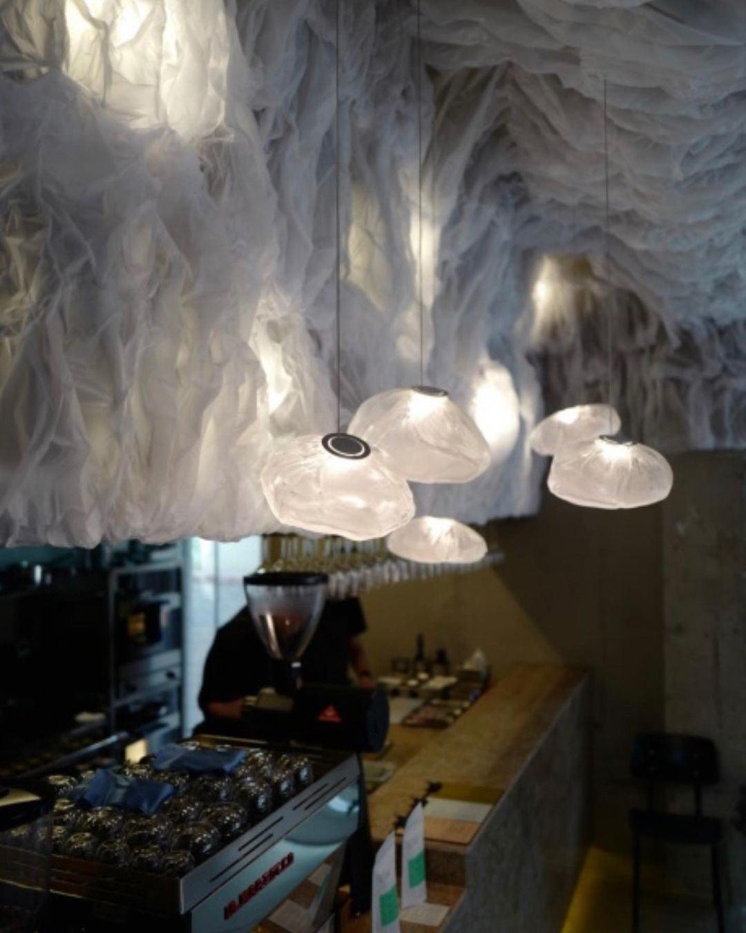 Organic Blown Glass Multi Head Pendant Light for Modern Entryway and Dining Spaces