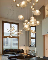 Organic Blown Glass Multi Head Pendant Light for Modern Entryway and Dining Spaces