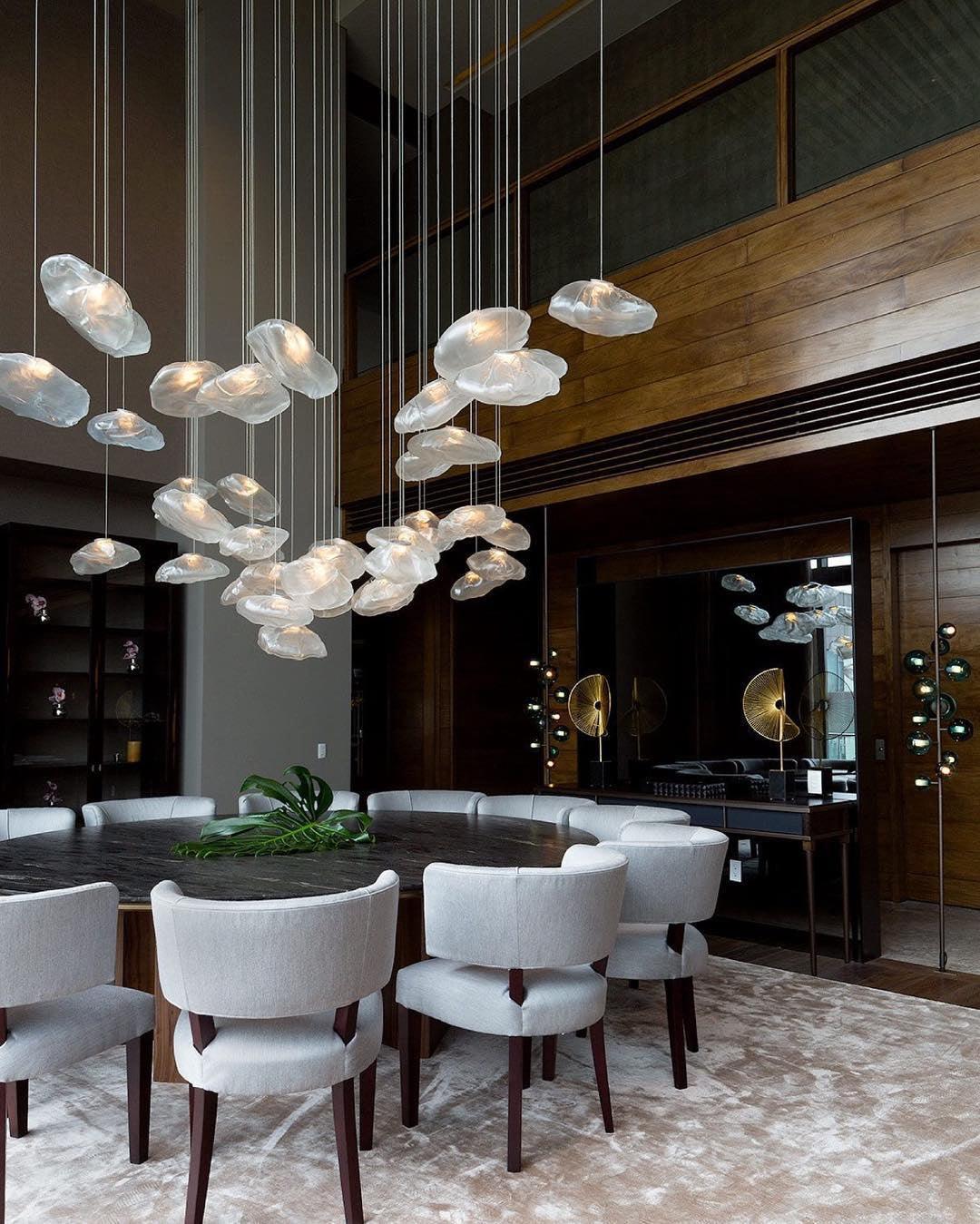 Organic Blown Glass Multi Head Pendant Light for Modern Entryway and Dining Spaces
