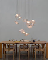 Organic Blown Glass Multi Head Pendant Light for Modern Entryway and Dining Spaces