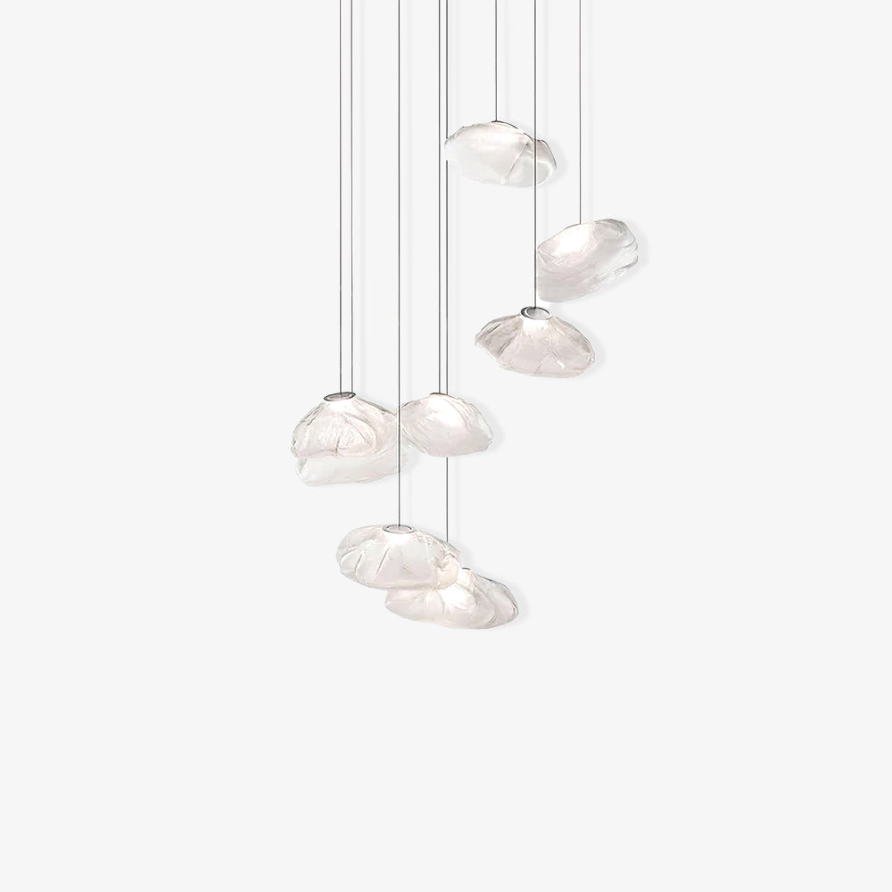 Organic Blown Glass Multi Head Pendant Light for Modern Entryway and Dining Spaces