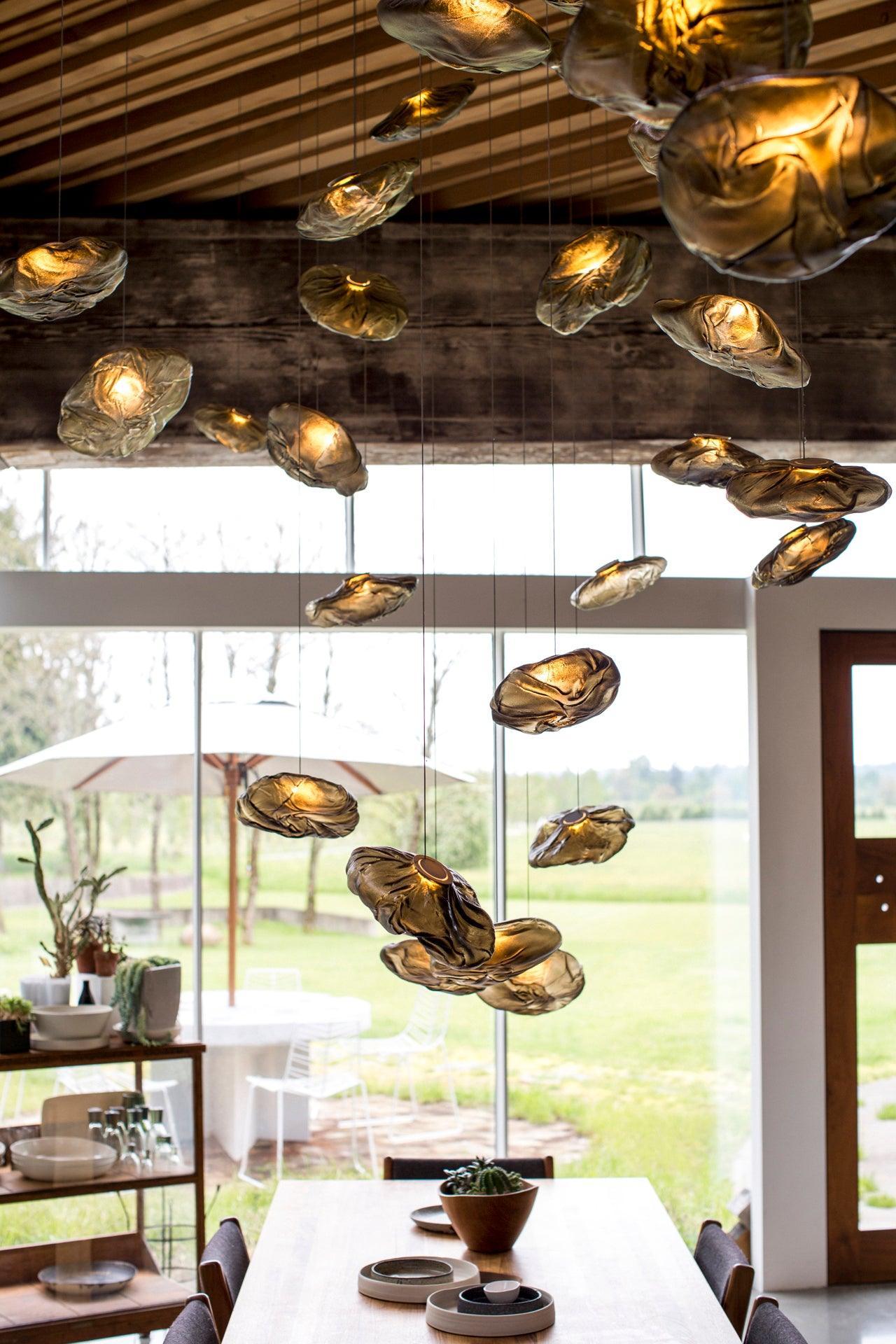 Organic Blown Glass Multi Head Pendant Light for Modern Entryway and Dining Spaces