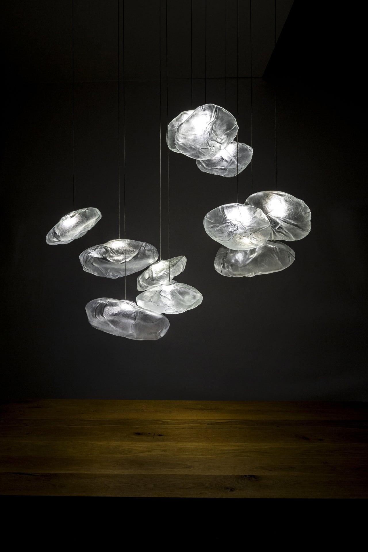 Organic Blown Glass Multi Head Pendant Light for Modern Entryway and Dining Spaces