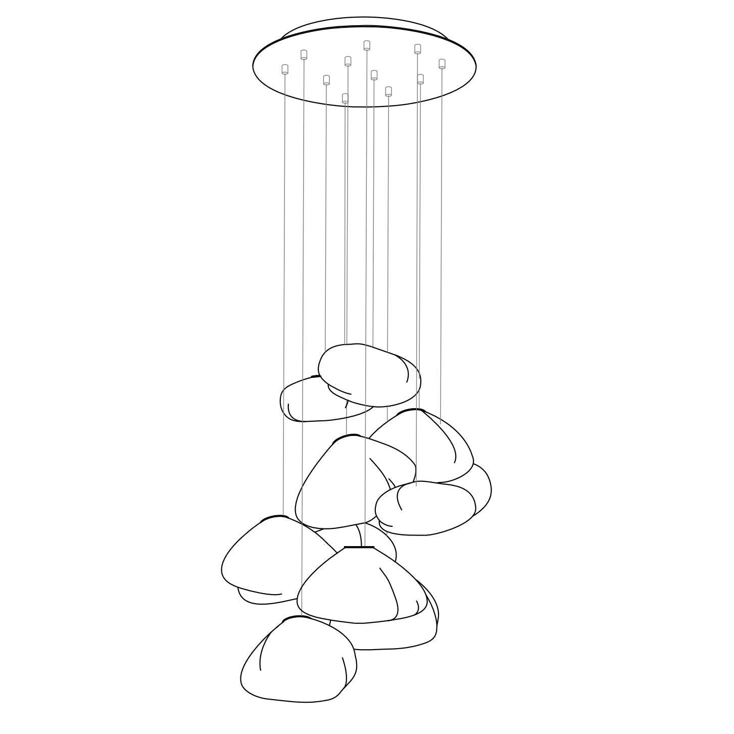 Organic Blown Glass Multi Head Pendant Light for Modern Entryway and Dining Spaces